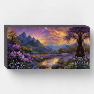 Lavender Mountain Valley at Dawn Wooden Box Sign