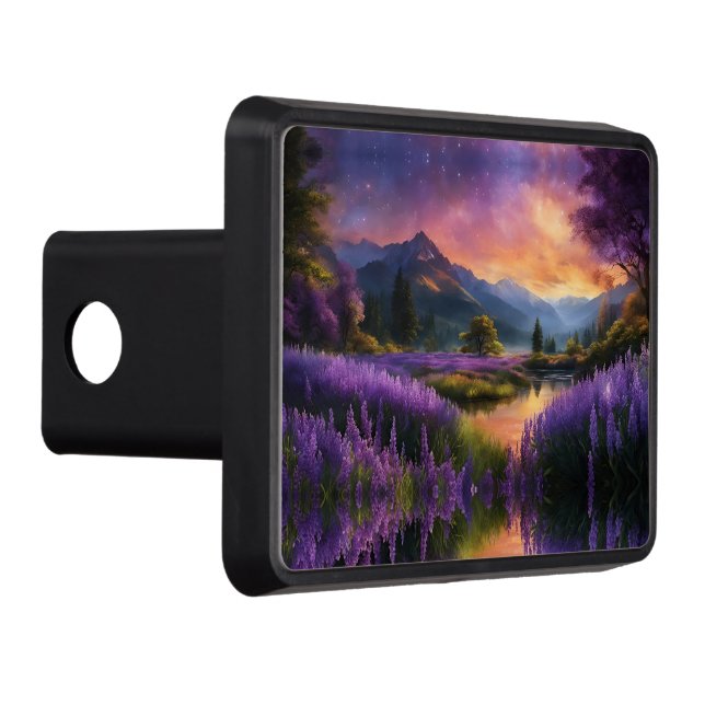 Lavender Mountain Valley at Daybreak Hitch Cover (Right)