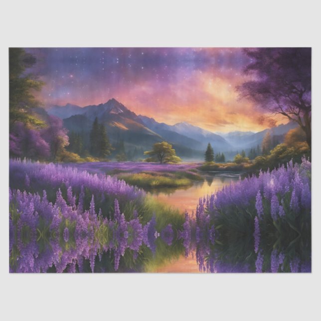 Lavender Mountain Valley at Daybreak Tissue Paper (Front)