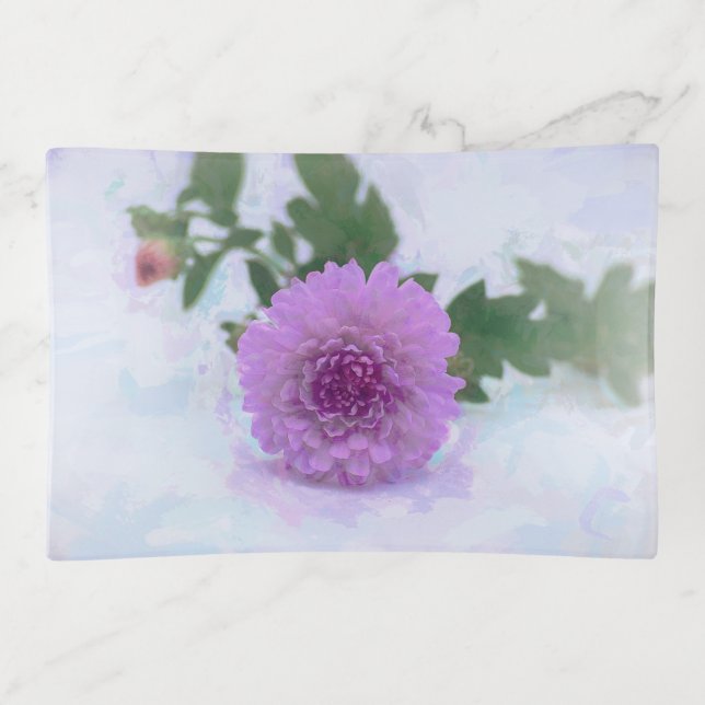 Lavender Mum Painted Trinket Tray (Front)