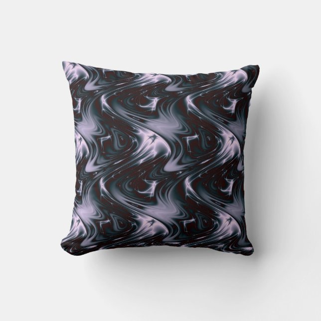 Lavender Muted Waves of Beauty Fractal Throw Pillow (Front)