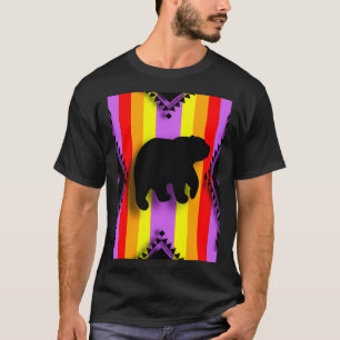 Lavender Native Fire Color Bear Print  T-Shirt