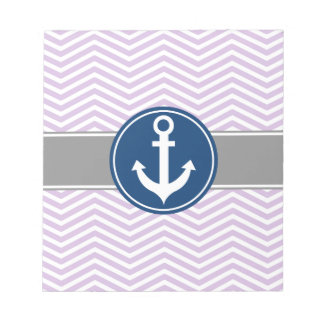 Lavender Nautical Anchor Chevron Notepad