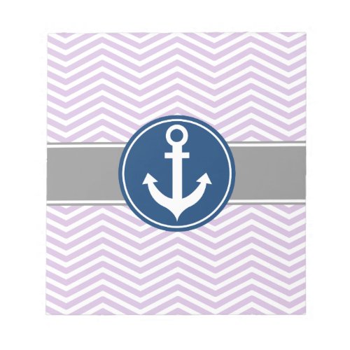 Lavender Nautical Anchor Chevron Notepad