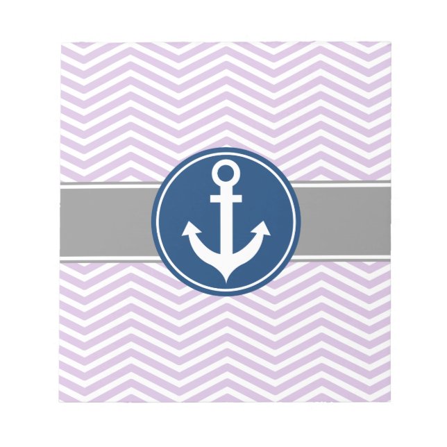Lavender Nautical Anchor Chevron Notepad (Front)