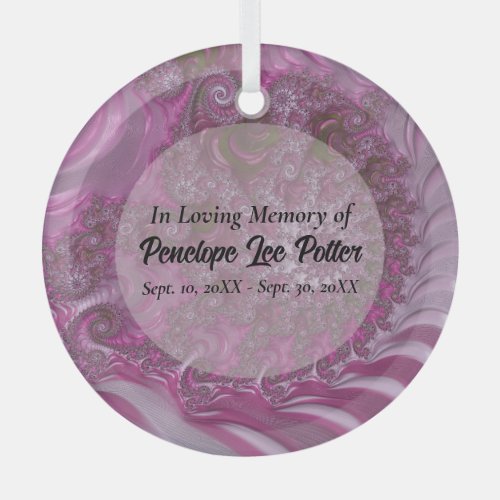 Lavender Nautilus Fractal Memorial Suncatcher Glass Ornament