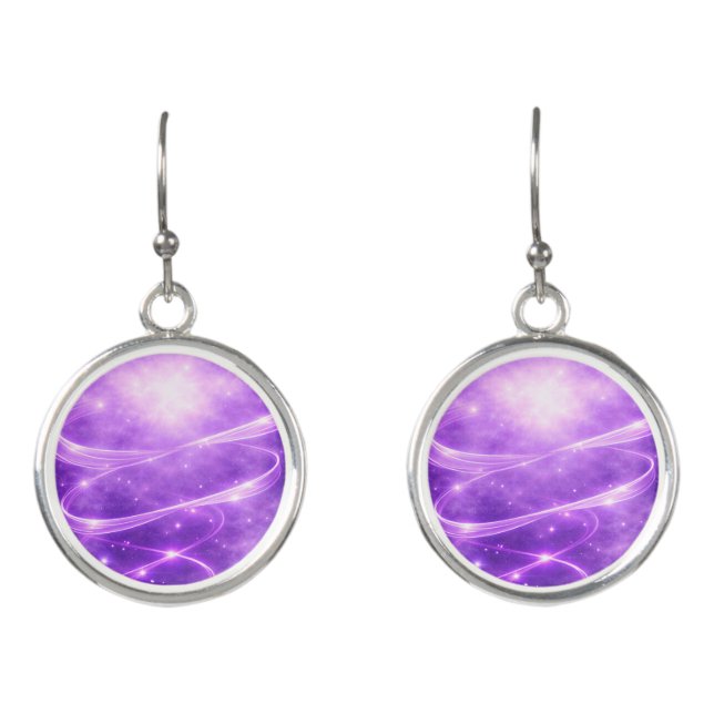 Lavender Nebula Star Jewelry Earrings (Front)