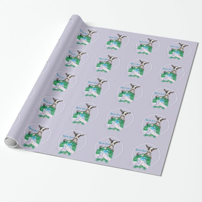 Lavender Nigerian Dwarf Goat Christmas Wrapping Paper (Unrolled)