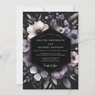 Lavender Noir Bloom Wedding Invitation