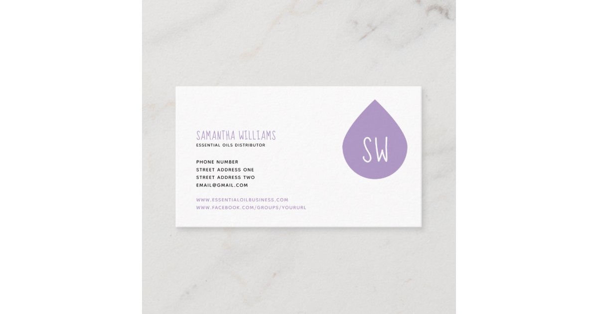 Lavender Oil Drop Initials Pattern Essential Oils Business Card Zazzle Com