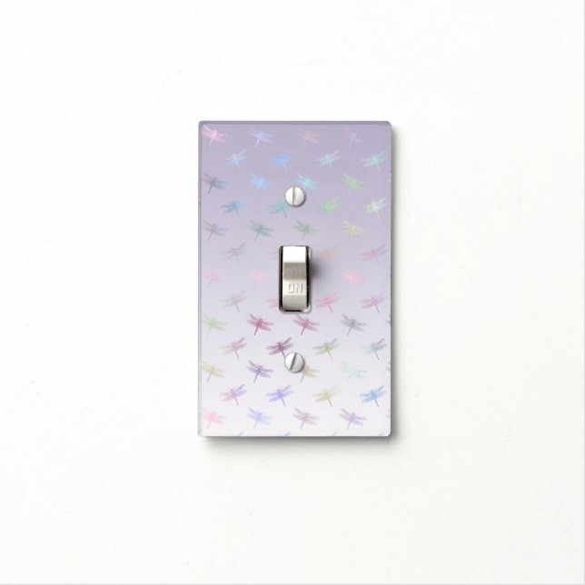 Lavender Ombre Rainbow Dragonflies Light Switch Cover (In Situ)