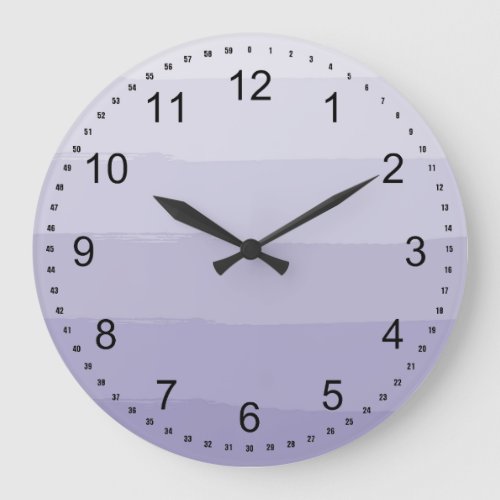 Lavender Ombre Stripes Large Clock