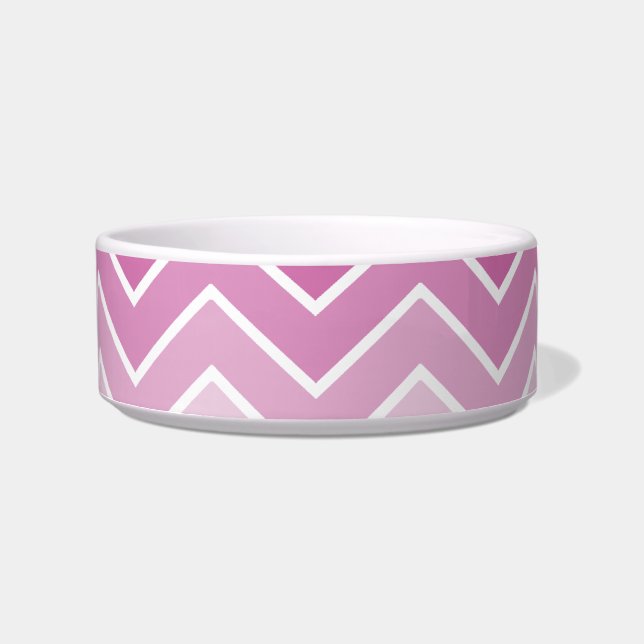 Lavender Ombre Zig Zag Chevron Pattern Pet Bowls (Front)
