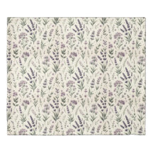 Lavender on Cream Vintage Floral Duvet Cover