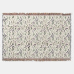 Lavender on Cream Vintage Floral Throw Blanket
