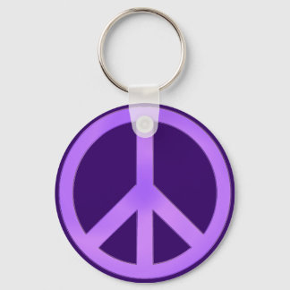 Lavender on Dark Purple Peace Sign Keychain
