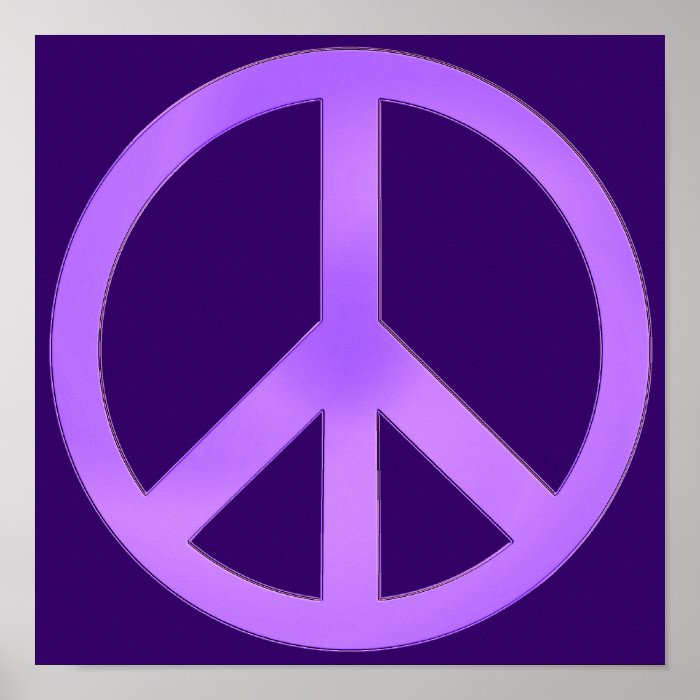 Lavender on Dark Purple Peace Sign Posters