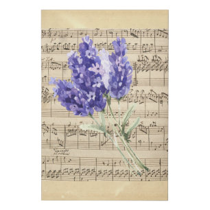 Lavender on Music Sheet Faux Canvas Print