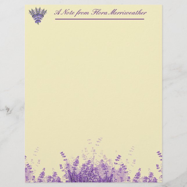 Lavender on Parchment Personalized Stationery (Front)