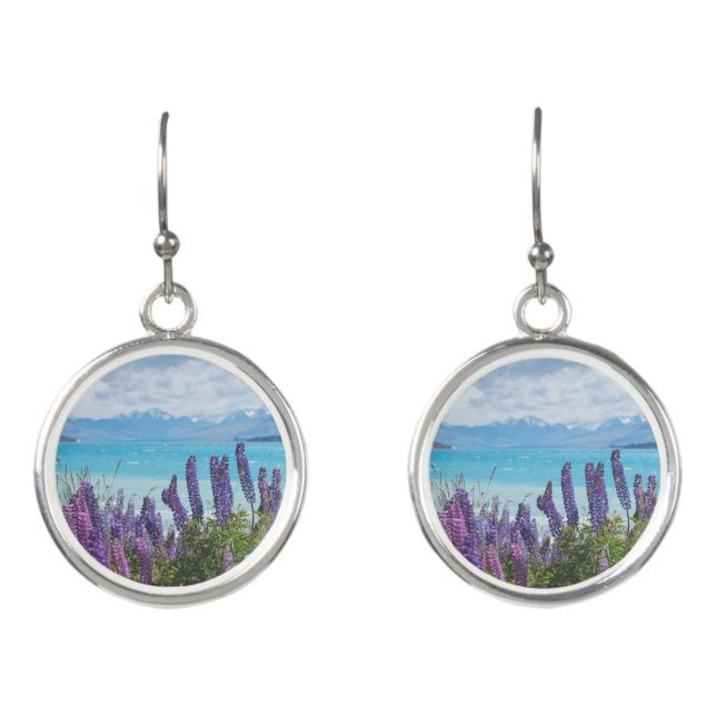lavender on the lake shore earrings (Front)