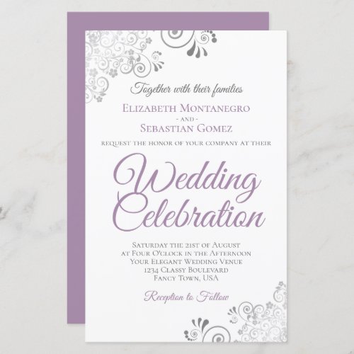 Lavender on White BUDGET Wedding Invite Large