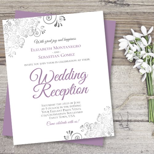 Lavender on White Wedding Reception BUDGET Invite