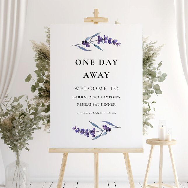 Lavender One Day Away Rehearsal Welcome Sign (Creator Uploaded)