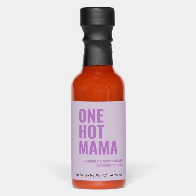 Lavender One Hot Mama Baby Shower Party Favor Sauces (Front)