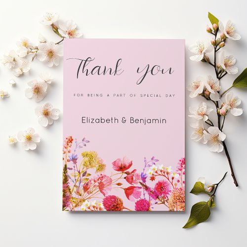 Lavender Orange Pink Yellow Floral Thank You  Invitation