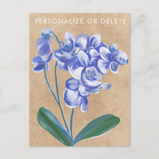 Lavender Orchid Watercolor Art Floral Personalized Postcard (Front)