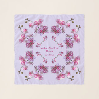 Lavender Orchids Custom Text Name Wedding Scarf