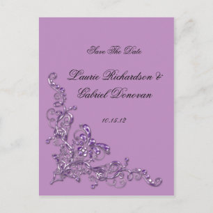 Lavender Ornate Jeweled Save The Date Announcement Postcard