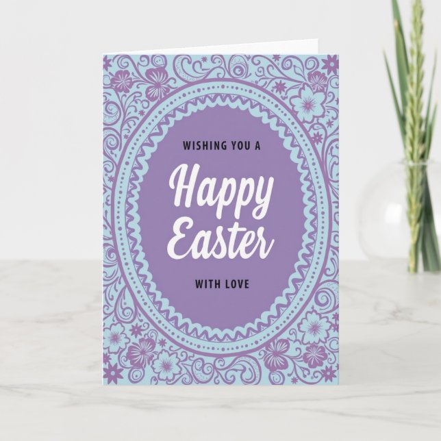 Lavender Oval Floral Easter Card (Front)