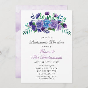 Lavender Paint Floral Bridesmaids Luncheon Invites