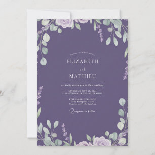 Lavender Painted Leaf Wedding Invitation