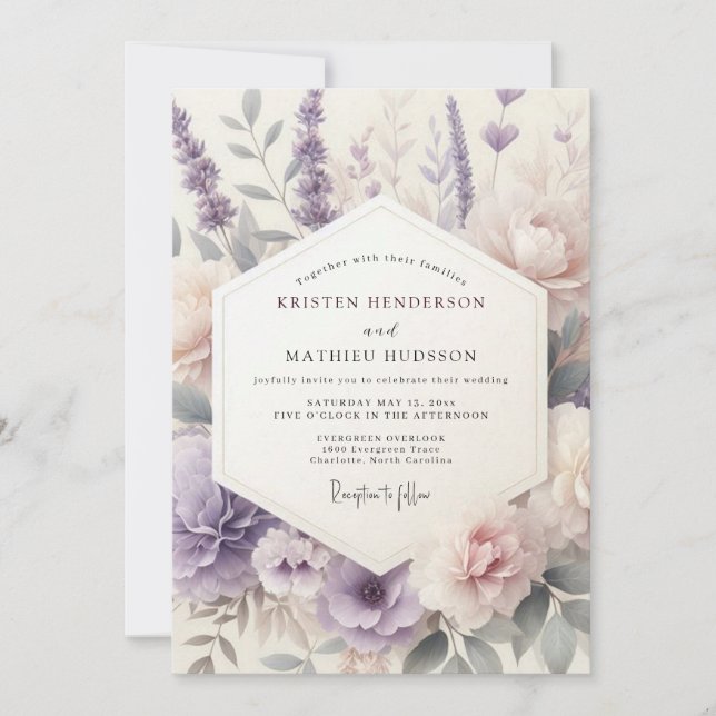 Lavender Painted Meadow Wedding Invitation (Front)