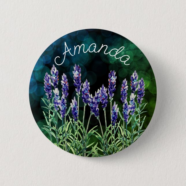 Lavender painted with watercolors button (Front)