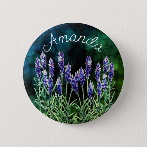 Lavender painted with watercolors button
