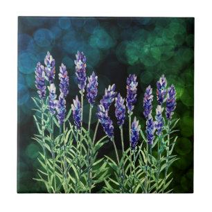 Lavender painted with watercolors ceramic tile
