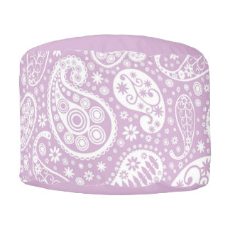 Lavender Paisley Round Pouf