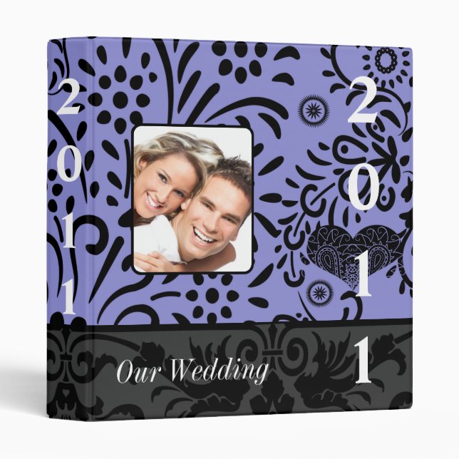 Lavender Paisley Wedding Planner Your Photo 3 Ring Binder (Front/Spine)