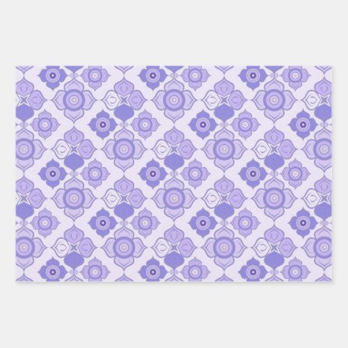 Lavender Palette Oriental Flower Pattern Wrapping Paper Sheets