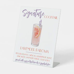 Lavender Paloma Signature Cocktail Recipe Pedestal Sign