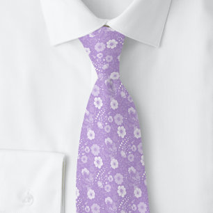 Lavender Pansies Neck Tie