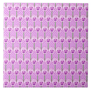 Lavender pansies - retro wallpaper pattern ceramic tile