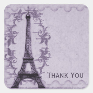 Lavender Paris Grunge Thank You Sticker