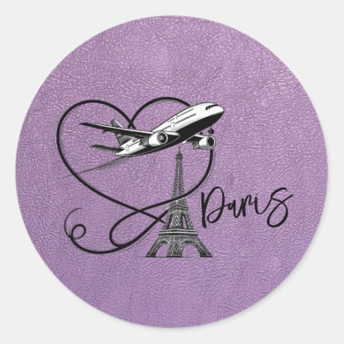 Lavender Paris Passport  Classic Round Sticker