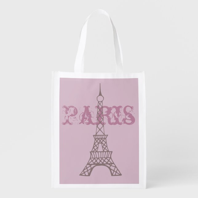 Lavender Paris Reusable Grocery Bag (Front)