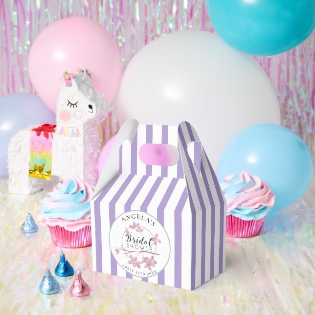 Lavender Parisian Stripes Bridal Shower  Favor Boxes (Party)
