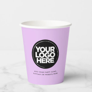 Lavender Pastel Pink Personalized Logo and Text Paper Cups